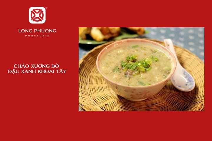 Bát cháo xương bò đậu xanh khoai tây thơm lừng