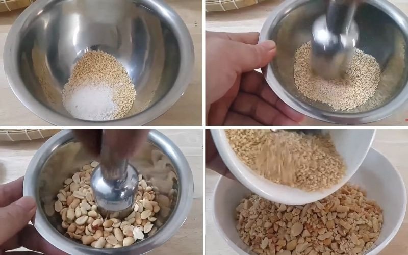 Bát muối mè rang bùi ngậy, thêm hương vị đặc trưng cho món xôi đỗ đen