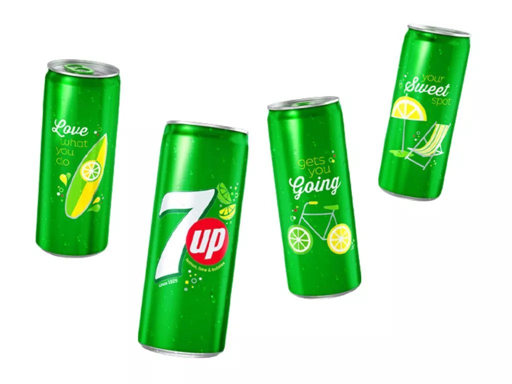 Bộ sưu tập lon 7UP Soda Chanh không calo tươi mới