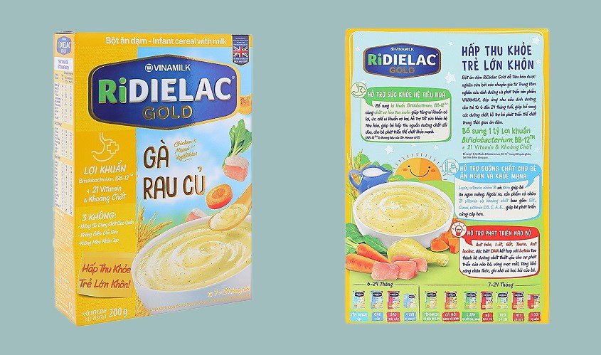 Cách Pha Bột Ăn Dặm Ridielac Gạo Sữa Chuẩn Cho Bé Bột ăn dặm Ridielac Gold gà rau củ an toàn cho bé