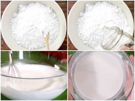 Bột bánh bèo Huế được chuẩn bị kỹ lưỡng