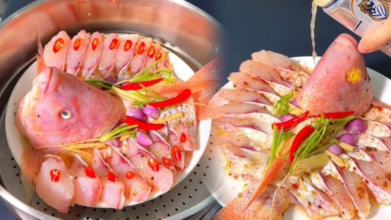 Cá diêu hồng hấp gừng thơm ngon