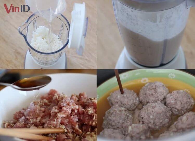 Các bước làm bột bánh căn từ gạo và xíu mại