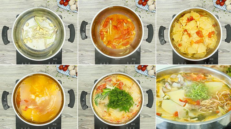 Các bước nấu lẩu cá măng chua Diêu Hồng
