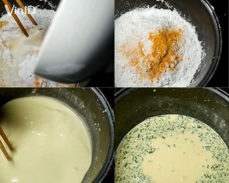 Các bước trộn bột làm bánh căn từ bột gạo