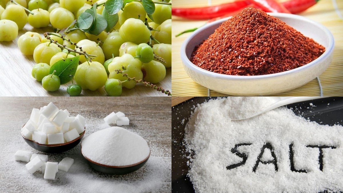 Các loại gia vị chuẩn bị làm mứt chùm ruột