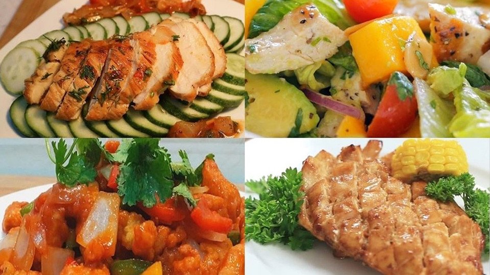 các món ức gà chế biến khác nhau và lượng calo