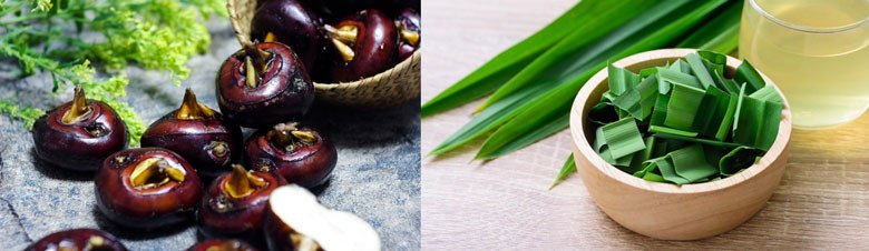 Các nguyên liệu cần có cho món chè củ năng lá dứa
