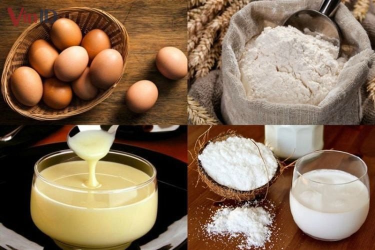 Các nguyên liệu cần thiết cho cách làm bánh tổ ong nước cốt dừa
