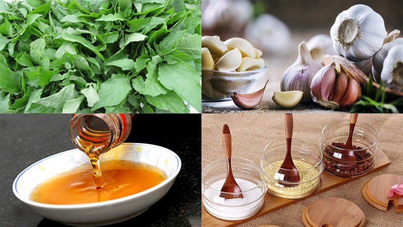 Các nguyên liệu chuẩn bị cho món rau tầm bóp xào tỏi
