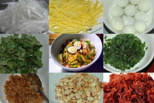 Các nguyên liệu cơ bản để làm bánh tráng trộn