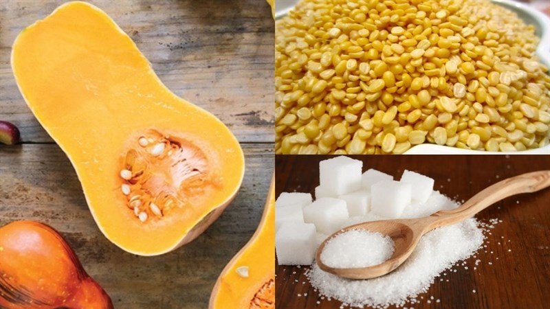 Các nguyên liệu cơ bản để nấu chè bí đỏ đậu xanh đơn giản