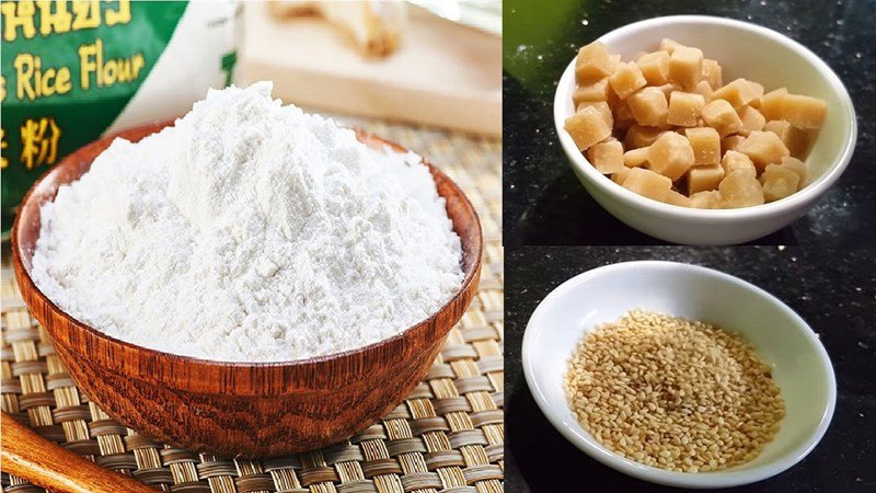 Các nguyên liệu để làm bánh trôi nước nhân đường phên