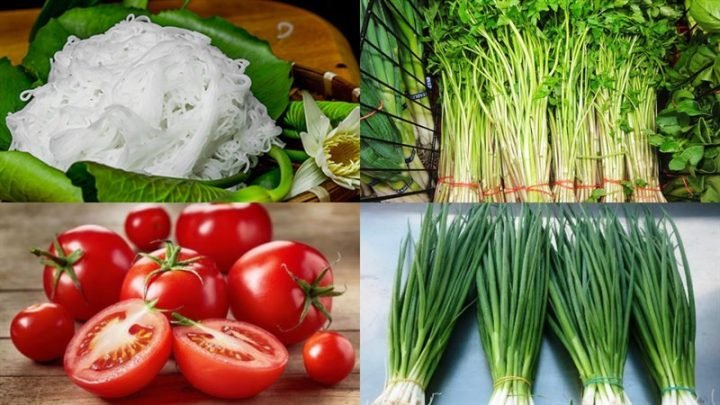 Các nguyên liệu tươi ngon cho món bún xào rau cần cà chua
