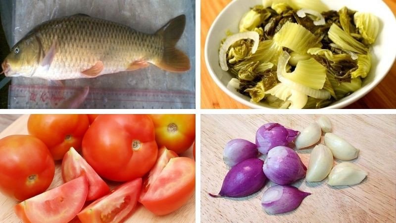 Các nguyên liệu tươi ngon cho món cá chép om dưa