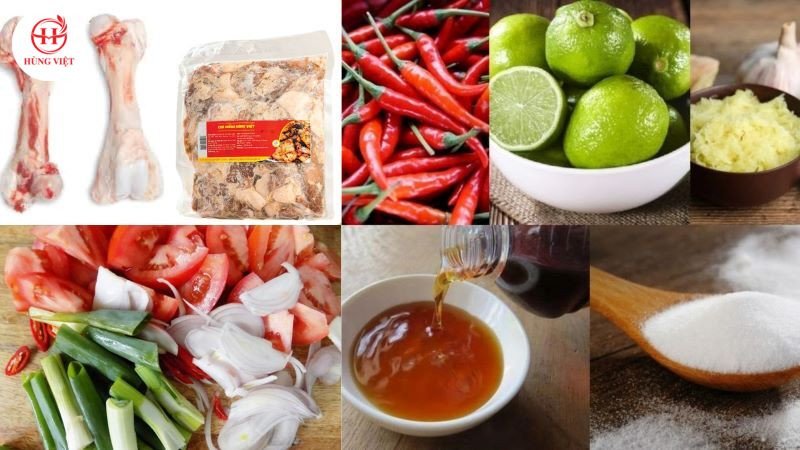 Các nguyên liệu tươi ngon chuẩn bị cho cách nấu nước dùng bún chả