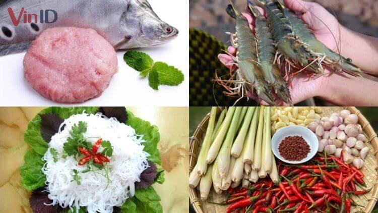 Các nguyên liệu tươi ngon chuẩn bị cho món bún quậy Phú Quốc