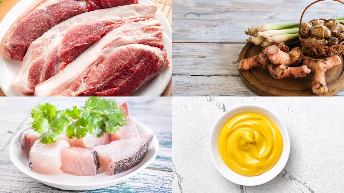 Các nguyên liệu tươi ngon chuẩn bị làm món chẻo ăn gỏi cá