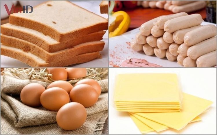Các nguyên liệu tươi ngon để chế biến bánh mì trứng xúc xích