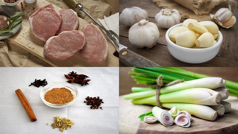 Các nguyên liệu tươi ngon để làm thịt heo cháy tỏi tại nhà