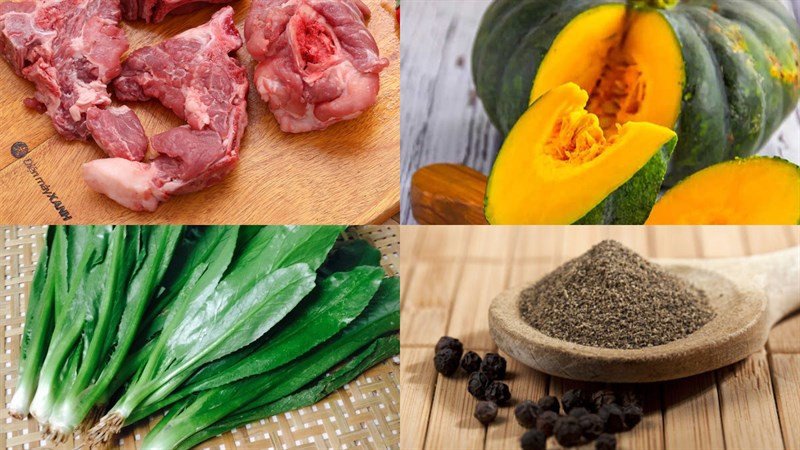 Cách Nấu Canh Bí Đỏ Với Xương Ngọt Thanh Bổ Dưỡng Cho Cả Nhà Các nguyên liệu tươi ngon để nấu canh bí đỏ với xương