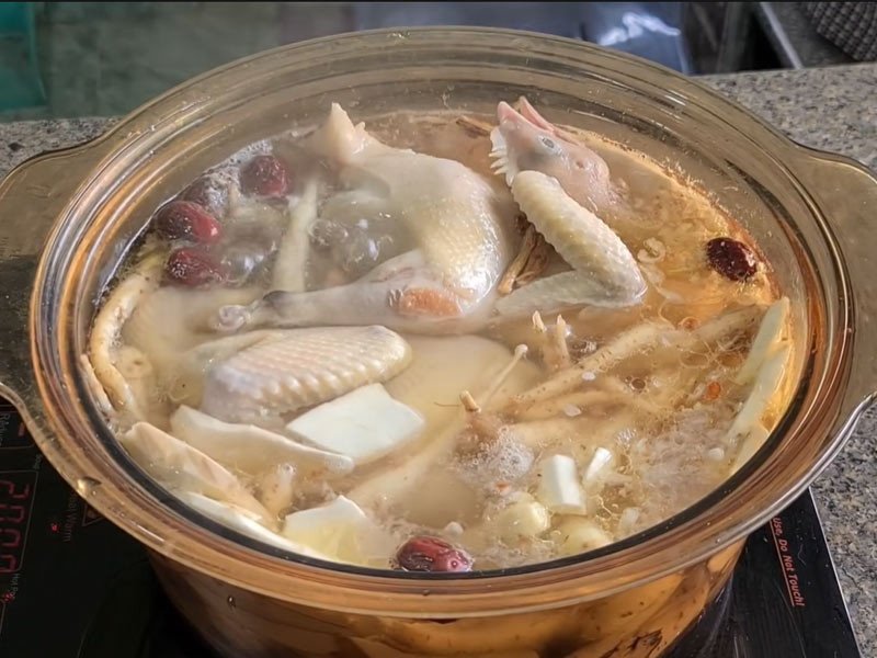 cách nấu gà hầm sâm bố chính