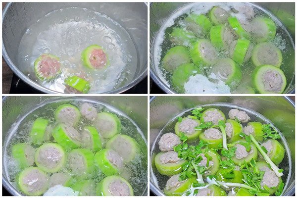 Canh bí xanh nhồi thịt đang nấu
