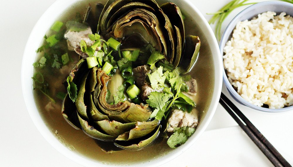 Canh bông atiso thịt băm dễ làm