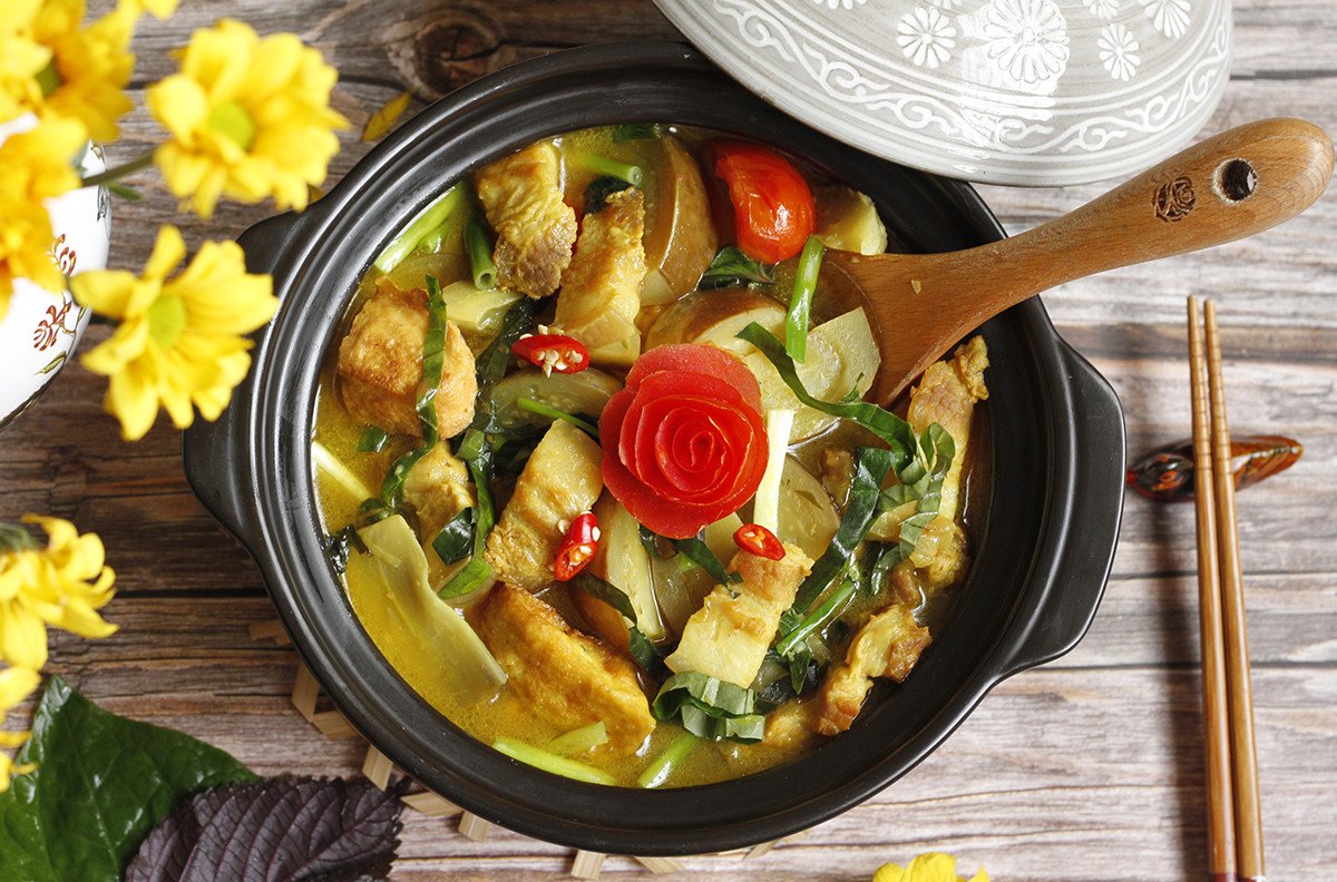 Canh cà pháo lá lốt thịt ba chỉ