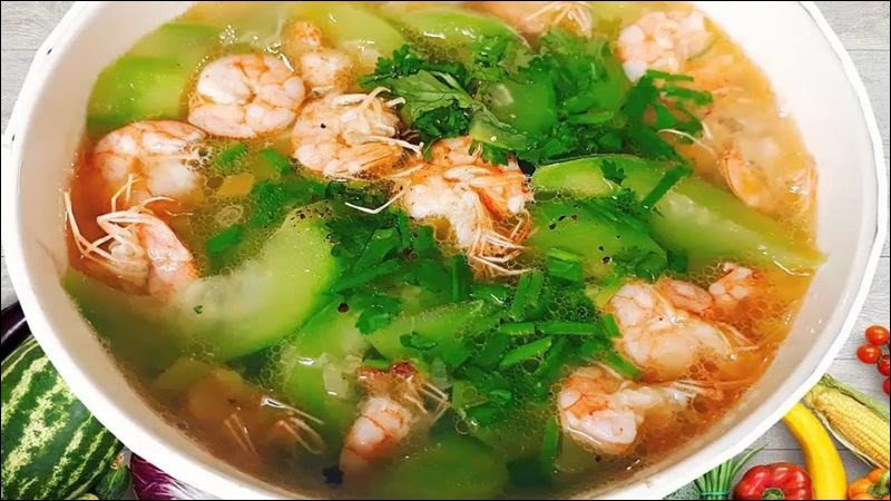 Canh mướp Nhật nấu tôm thanh mát