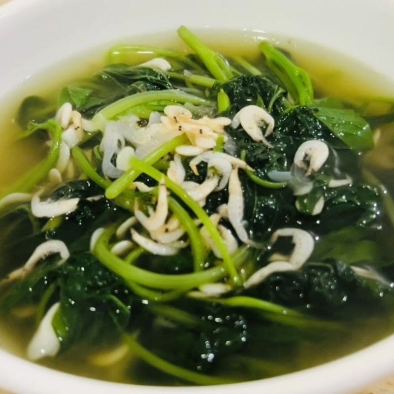 Canh rau khoai lang nấu tép bổ dưỡng