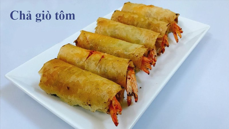 Chả giò tôm giòn rụm với tôm tươi