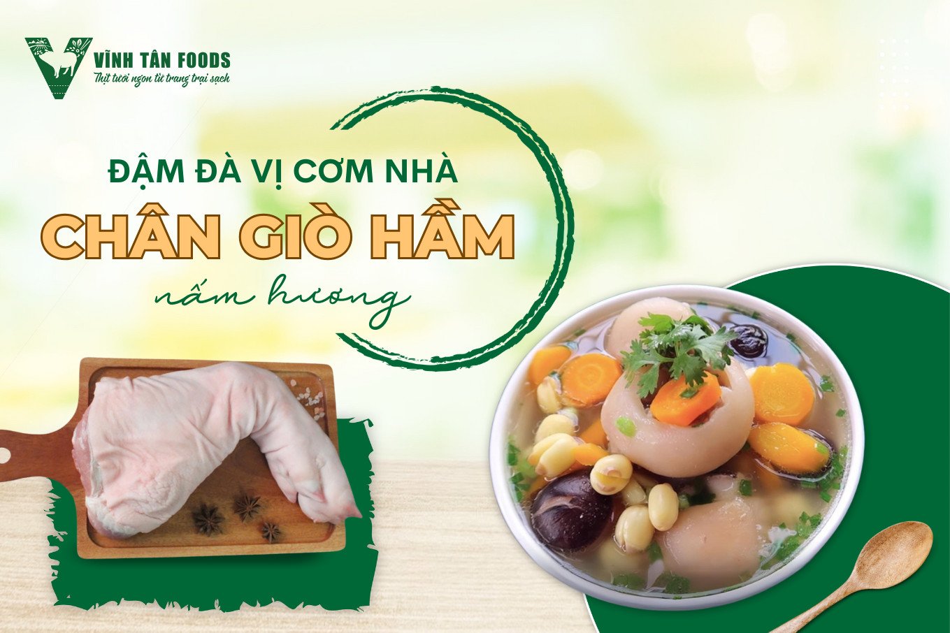 Chân giò hầm nấm hương thơm ngon bổ dưỡng
