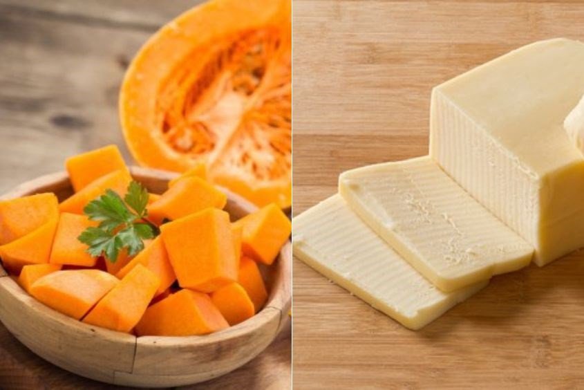 Cháo bí đỏ phô mai tách muối cho bé ăn dặm