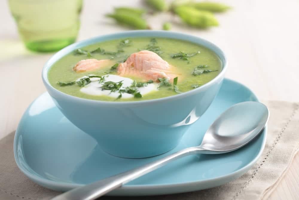Cháo cá hồi đậu Hà Lan hấp dẫn