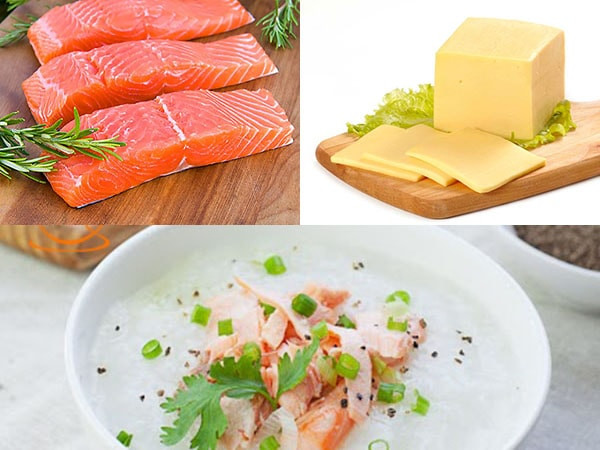 Cháo cá hồi phô mai cho bé