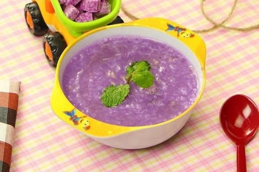 Cháo cua đồng khoai mỡ cho bé