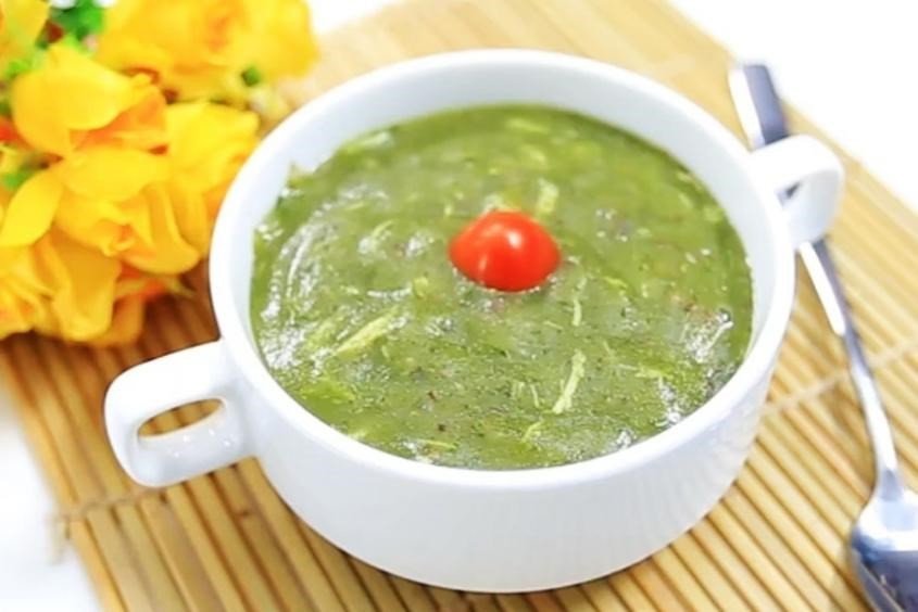 Cháo cua đồng mồng tơi và mướp cho bé