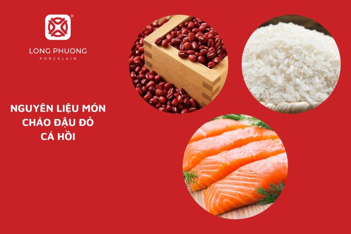 Cháo đậu đỏ cá hồi giàu Omega-3 và protein