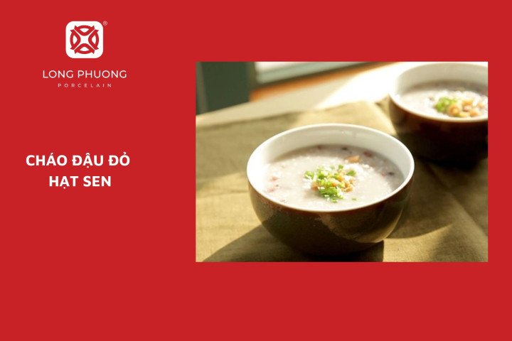 Cháo đậu đỏ hạt sen ăn kèm ruốc tôm khô