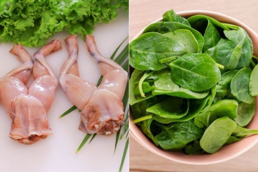 Cháo ếch rau mồng tơi mát lành, hỗ trợ tiêu hóa cho bé