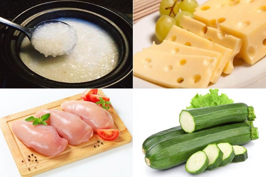 Cháo gà bí ngòi phô mai tách muối cho bé