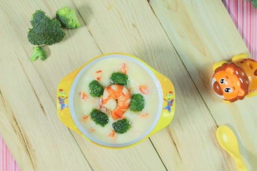 Cháo tôm bông cải xanh phô mai tách muối ngon miệng