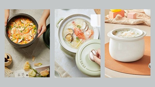 Chất liệu sứ cao cấp, an toàn của nồi nấu chậm giúp chuẩn bị cháo qua đêm