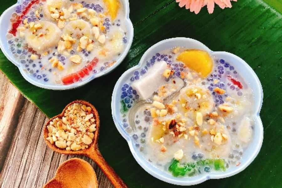 Chè chuối chưng bột báng béo ngậy, món tráng miệng hấp dẫn