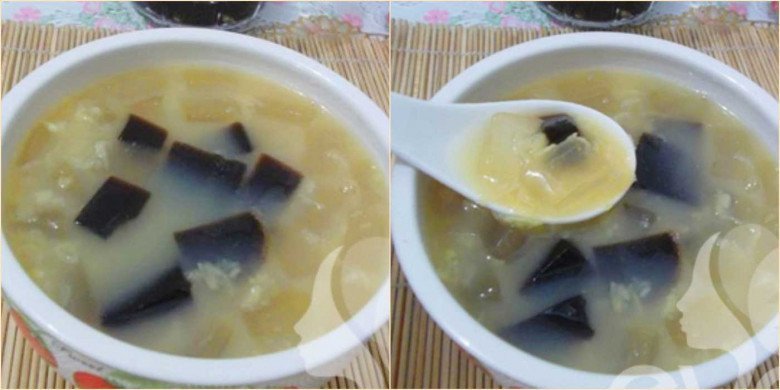 Chè đậu xanh kết hợp với thạch đen và nha đam, tạo nên hương vị đa dạng, thanh mát