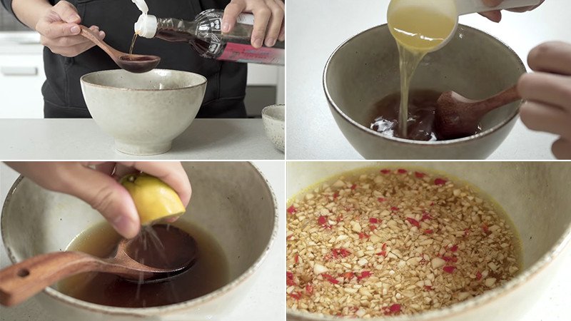 Chén nước mắm gừng ớt chua ngọt dùng để chấm cơm gà Tam Kỳ