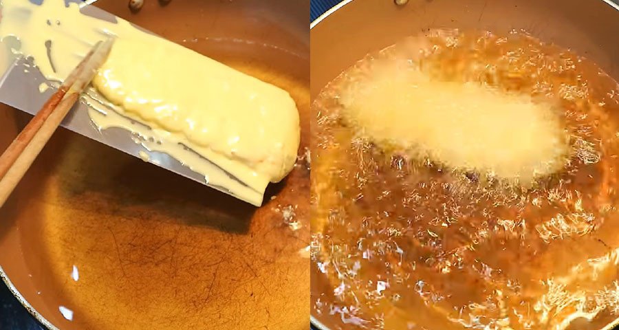 Chiên bánh chuối vàng giòn