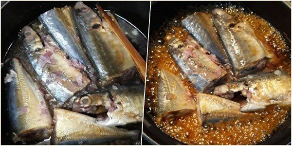 Cho cá nục lên bếp đun với lửa nhỏ