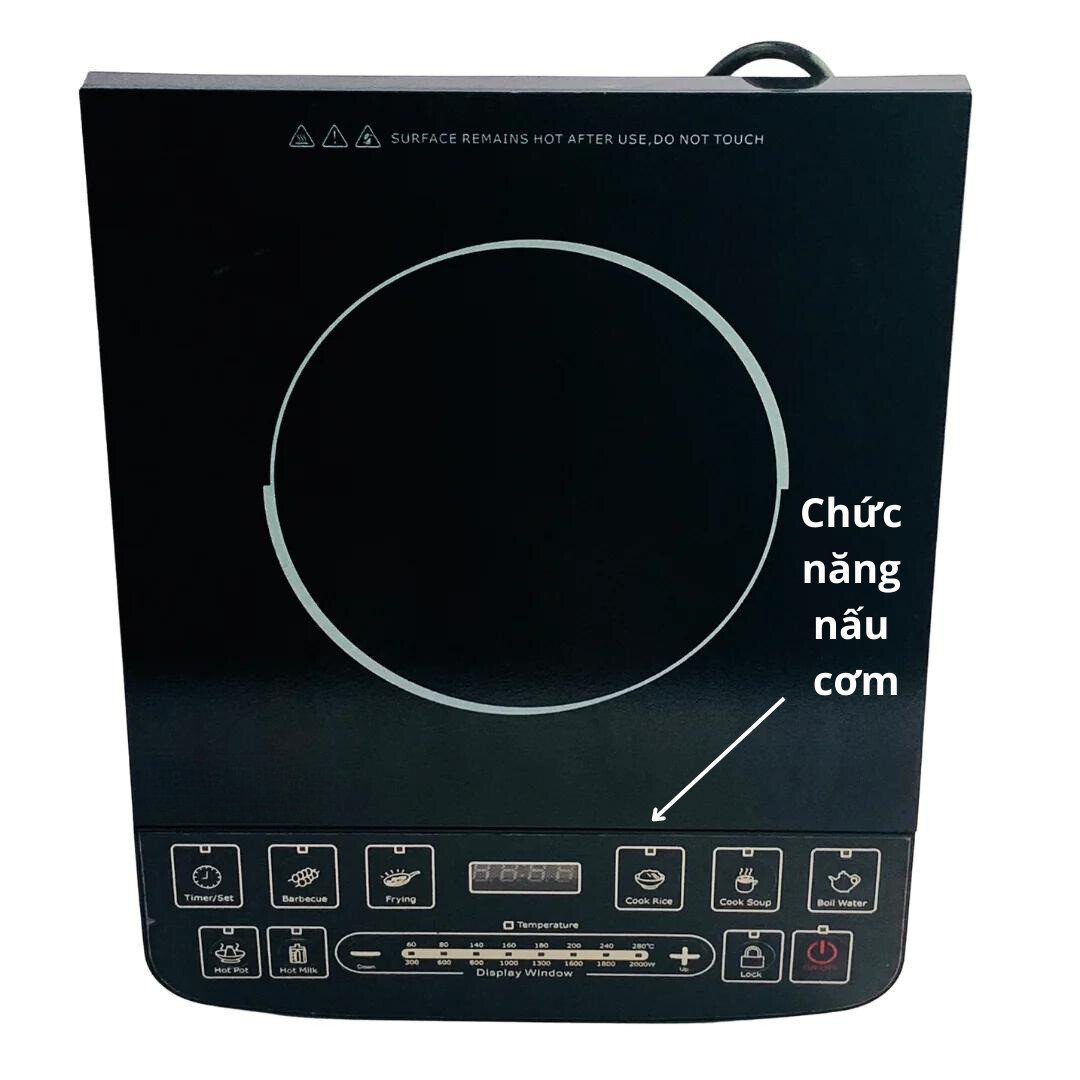 Chọn chức năng nấu cơm trên bếp điện